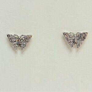 Little butterfly stud earrings with possible Pave Diamond chips I believe sterl